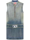 Diesel De-dame-s Logo-plaque Minidress In Blue