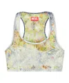 Diesel Cropped Top In Flower Devoré Denim In White