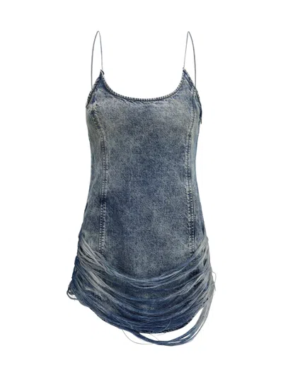 Diesel Sleek Fitted Dress With Gathered Hem Detail In Blue