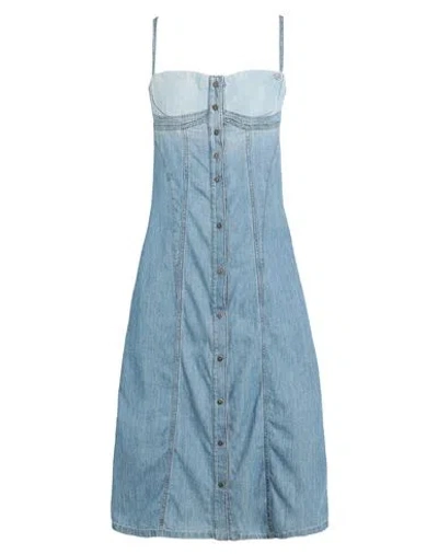 DIESEL DIESEL DE-DRESSY WOMAN MIDI DRESS BLUE SIZE S COTTON