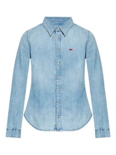 Diesel De-eazy Button Embroidered Shirt In Blue