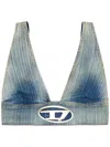 Diesel Top Bralette In Denim Streaky In Blue
