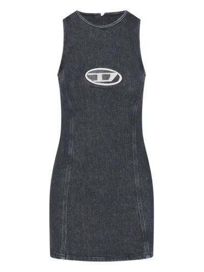 Diesel De-ferriz Logo Mini Dress In Black