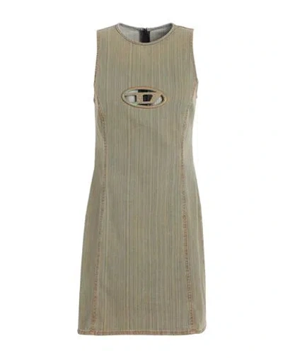 Diesel Logo-plaque Striped Minidress In Nude