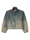 Diesel Zipped Jacket In Fluid Shaded Denim In Blue