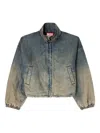 Diesel Zipped Jacket In Fluid Shaded Denim In Blue