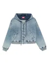 Diesel Hooded Zip-up Denim Jacket In Blue