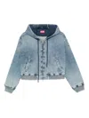Diesel Hooded Zip-up Denim Jacket In Blue