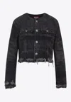 Diesel De-graffy Cropped Denim Jacket In Gray