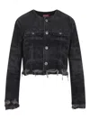 Diesel Grey Jacket With Round Neck And Frayed Edges In Cotton Blend Woman In Blue