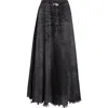Diesel Full Skirt In Lasered Cotton-hemp Denim In Black