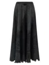 Diesel Full Skirt In Lasered Cotton-hemp Denim In Black