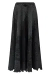 Diesel Full Skirt In Lasered Cotton-hemp Denim In Black