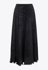 Diesel Grey Skirt With Oval D Logo Plaque And Frayed Edges In Cotton Blend Woman In Black