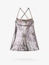 Diesel Abito Midi Con Spalline In Denim Pop-color In Pink