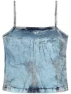 Diesel Solid Color Denim Sleeveless Top In Blue