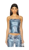 Diesel Denim Top With Frontal Monogram In Blue