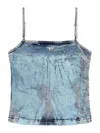 Diesel Rain-camo Nylon Camisole With Crystals In Dark Wash