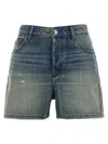 Diesel Denim Shorts With Faded Effect And Back Patch In Blue