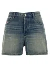 Diesel Denim Shorts With Faded Effect And Back Patch In Blue