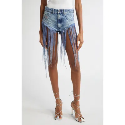 DIESEL DIESEL® DE-JIZZ FRINGE HEM DENIM SHORTS