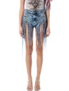 Diesel Blue Five-pocket Shorts With Fringes On The Edges