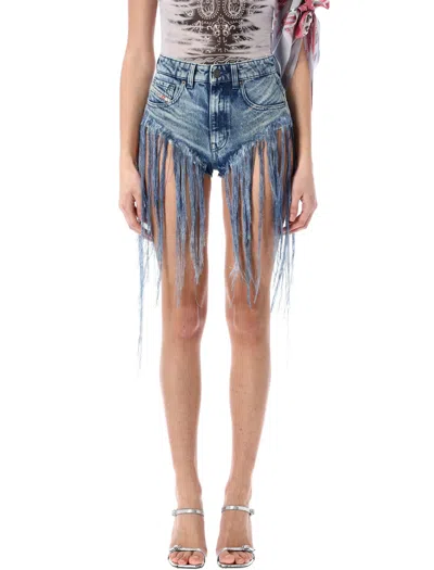 DIESEL DIESEL DE-JIZZ FRINGED DENIM SHORTS