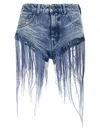 Diesel Blue Five-pocket Shorts With Fringes On The Edges