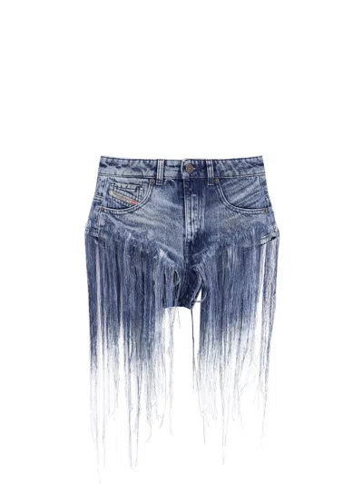 DIESEL DE JIZZ FSG DENIM SHORTS DESTROYED EFFECT