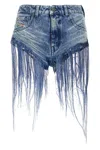 Diesel De-jizz Fringed Denim Shorts In Blue