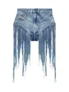 Diesel Blue Five-pocket Shorts With Fringes On The Edges In Blue