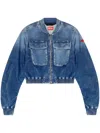 Diesel De-khlo-s Track Denim Bomber Jacket In Blue
