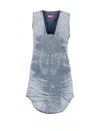 Diesel Sleeveless V-neck Distressed Denim Dress In Blue