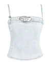 Diesel Denim Cotton Cropped Top Belt In Blue