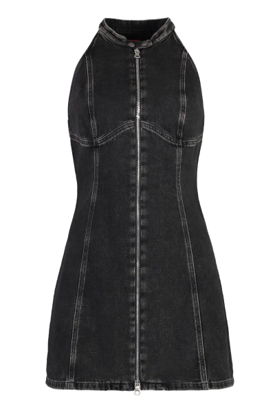 Diesel De-lulu-short Denim Dress In Black