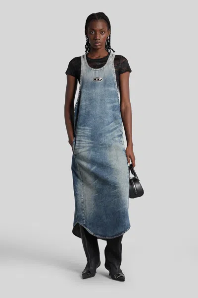 Diesel De-mariana-s Long Dress In Blue Cotton