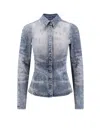 Diesel Women De-masly Denim Shirt In Blue