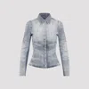 Diesel Distressed Long Sleeve Fitted Top In Blue
