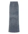 Diesel Faded Blue Denim Maxi Skirt With Side Slit In Blue