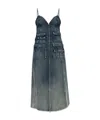Diesel Dress In Fluid Laser-worn Denim In Blue
