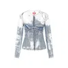 Diesel Milly Denim Fitted Jacket With Zip In Blue