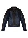 Diesel Biker-style Jacket In Bicolour Denim In Black