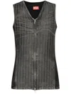 Diesel Zipped Top In Denim And Corduroy In Grey