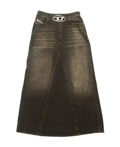Diesel De-pago Denim Maxi Skirt In Black