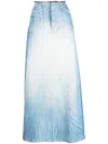 Diesel Washed A-line Lyocell Maxi Skirt In Blue