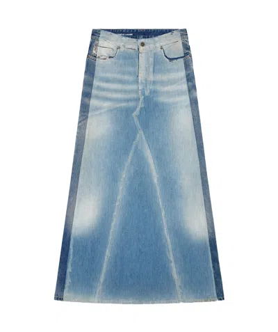 Diesel De-pago-s4 Denim  Maxi Skirt In Blue