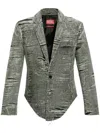 Diesel Blazer In Distressed Prince Of Wales Denim In Grey