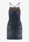 Diesel Fitted Mini Dress With Thin Straps In Denim