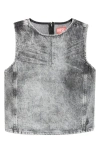 Diesel Distressed Embellished Fitted Sleeveless Top In Black/denim