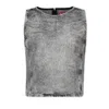 Diesel Distressed Embellished Fitted Sleeveless Top In Black